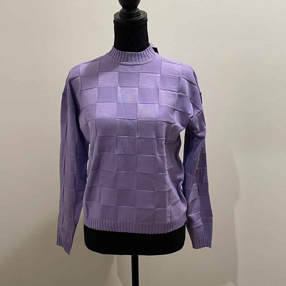 NWT PrettyLittleThing Lilac Square Knit Oversized Jumper XS UK Size